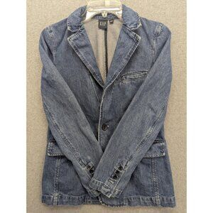 Gap Denim Blazer Mens XS Blue Medium Wash Single Button Casual Jacket Coat